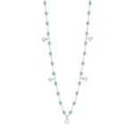 Collier aqua Gigi Suprême, or blanc, 5 diamants, 45 cm