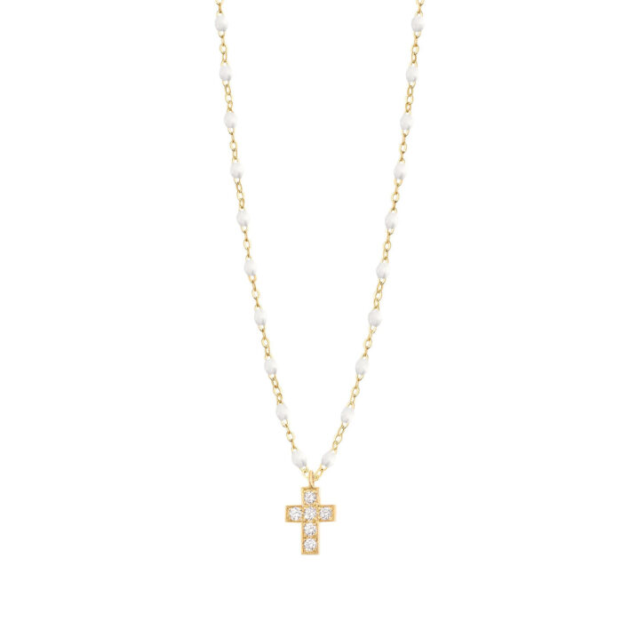 Necklace gigi CLOZEAU Cross Diamonds Resin Gold 42cm