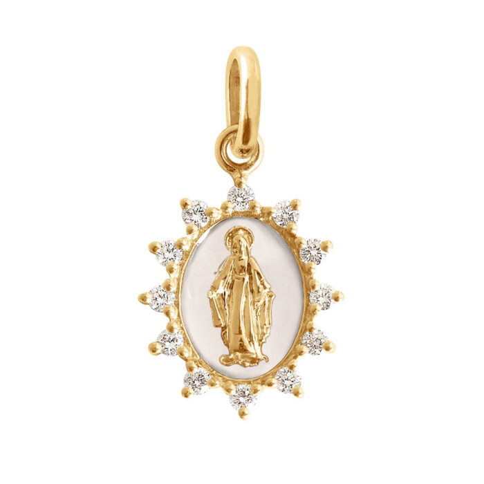 Pendentif noir Petite Madone Suprême, or jaune, diamants