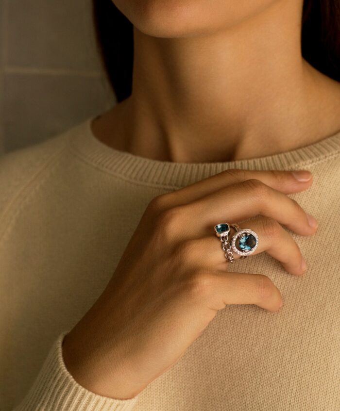 Bague Poiray Ma Préférence Diamants Topaze Sky Blue Or Blanc