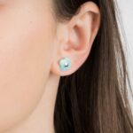 Boucles D'oreilles Morganne Bello Victoria Puces Amazonite Or Blanc