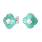 Boucles D'oreilles Morganne Bello Victoria Puces Amazonite Or Blanc