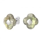 Boucles D'oreilles Morganne Bello Victoria Puces Labradorite Or Blanc