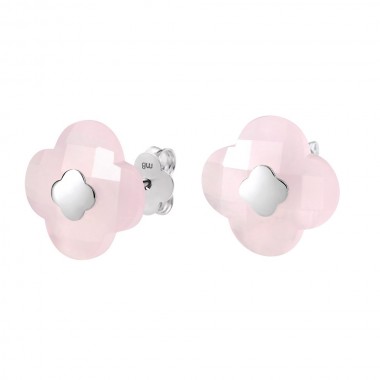 Boucles D'oreilles Morganne Bello Victoria Puces Quartz Rose Poudré Or Blanc