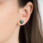 Boucles D'oreilles Morganne Bello Victoria Puces Agate Verte Or Jaune