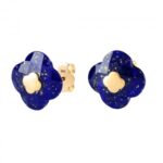 Boucles D'oreilles Morganne Bello Victoria Puces Lapiz Lazuli Or Jaune