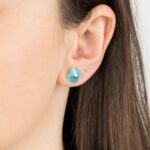 Boucles D'oreilles Morganne Bello Victoria Puces Turquoise Or Jaune