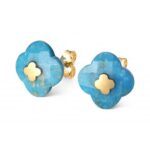 Boucles D'oreilles Morganne Bello Victoria Puces Turquoise Or Jaune