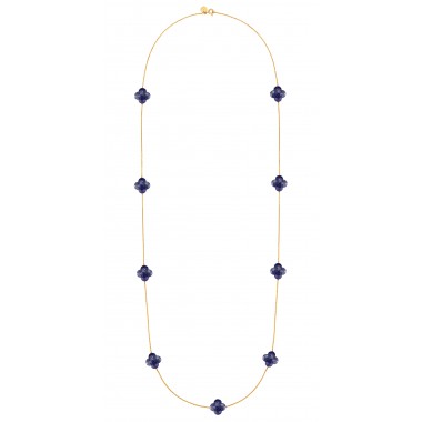 Morganne Bello Friandise Clover Necklace Lapis Lazuli Yellow Gold