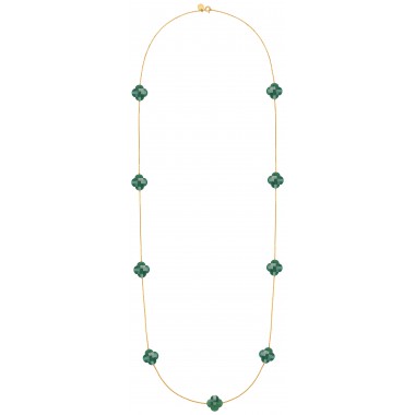 Morganne Bello Friandise Trefle Necklace Green Agate Yellow Gold