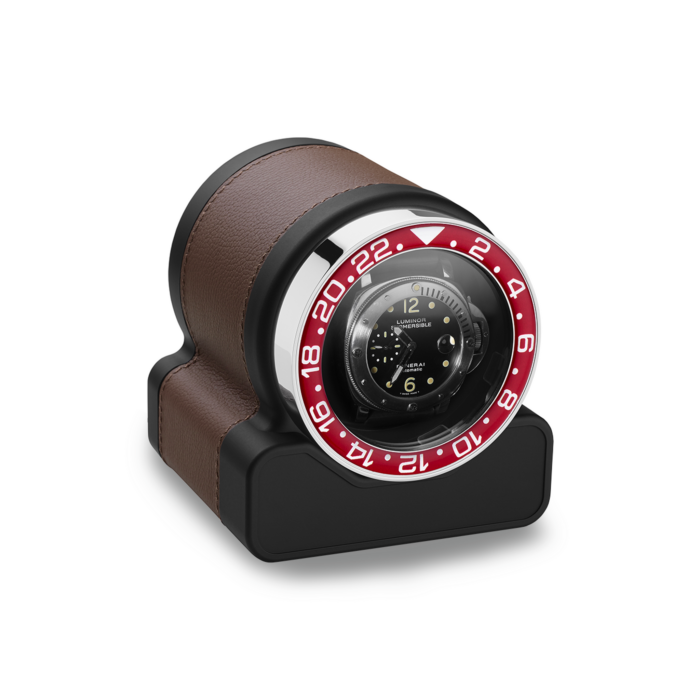 Watch winder Scatola Del Tempo Rotor One  Sport Châtaigne Rouge Cuir