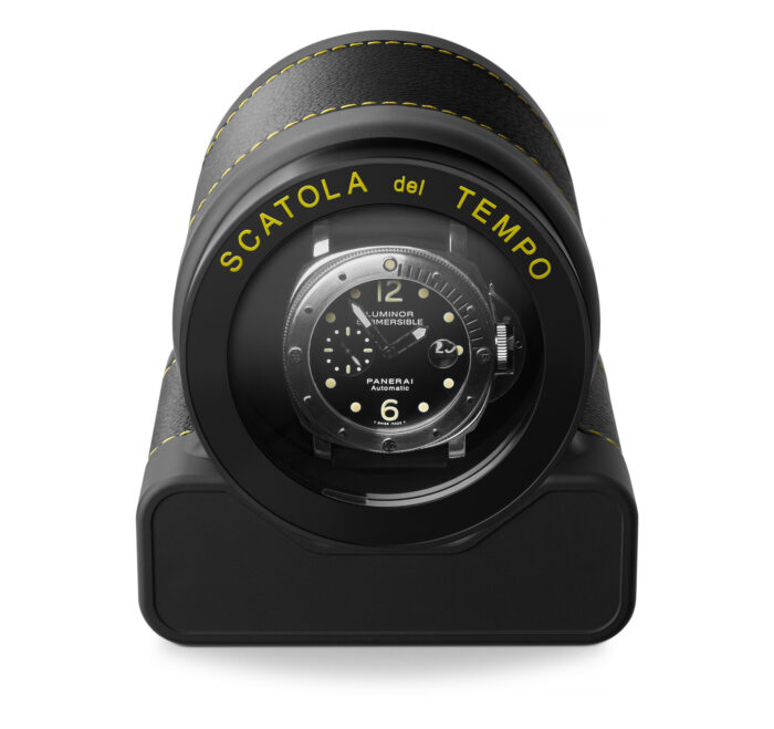 Remontoir à Montre Scatola Del Tempo Rotor One Racing Noir Jaune Cuir