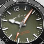 Montre Hamilton Khaki Navy Frogman Auto Cadran Vert Bracelet Caoutchouc 41MM