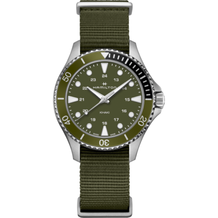 Hamilton Khaki Navy Scuba Quartz Watch Green DialNato 37MM Bracelet