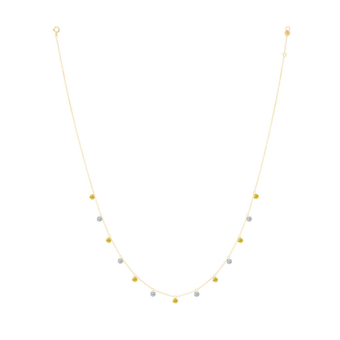 Collier La Brune & La Blonde Confetti 13 Pierres Saphirs Jaunes et Diamants Or Jaune