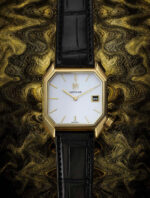 Montre MARCH LA.B Mansart Auto Continental Or 18 Carats Cadran Blanc Bracelet Alligator 34MM