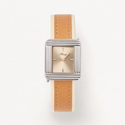 Montre Poiray Ma Première Acier Cadran Pastel Sable Bracelet Cuir