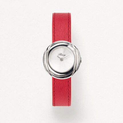 Montre Poiray Rive Droite Mini Acier Cadran Gris Ligné Bracelet Cuir 23MM (Copie)