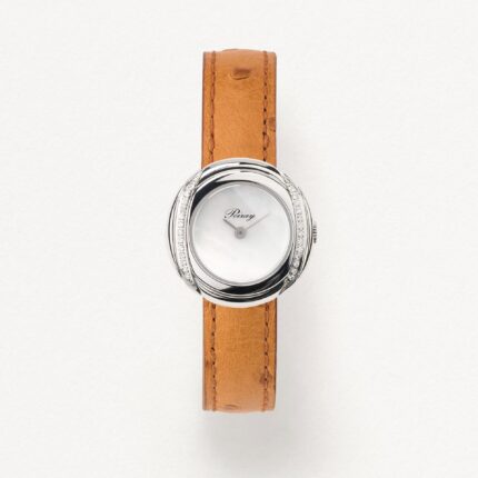 Montre Poiray Rive Droite Mini Acier et Diamants Cadran Nacre Bracelet Cuir 23MM