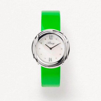 Montre Poiray Rive Droite Acier Cadran Nacre Bracelet Cuir 31MM