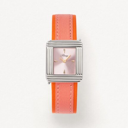Montre Poiray Ma Première Acier Cadran Pastel Rose Bracelet Cuir