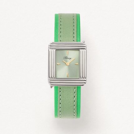 Montre Poiray Ma Première Acier Cadran Pastel Vert Bracelet Cuir