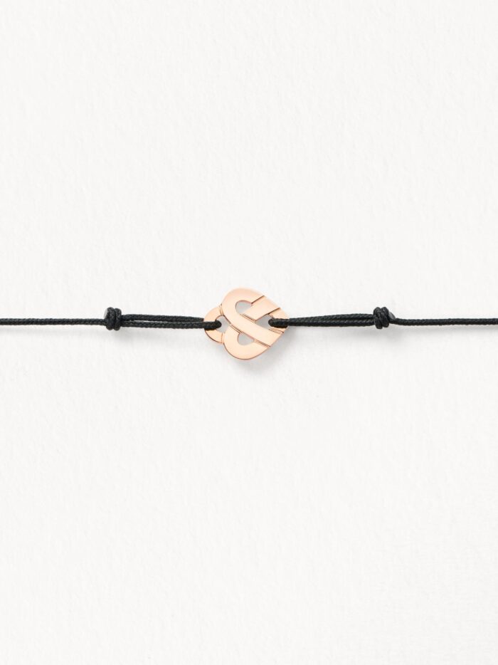 Bracelet Poiray Coeur Entrelacé sur Cordon Or Rose