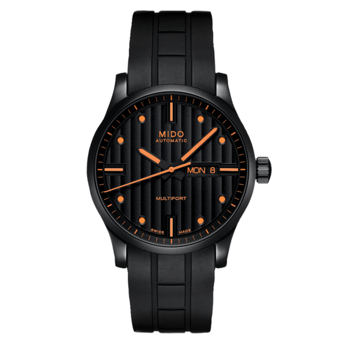 Montre Mido Multifort Gent Auto Cadran Noir Bracelet Caoutchouc 42MM