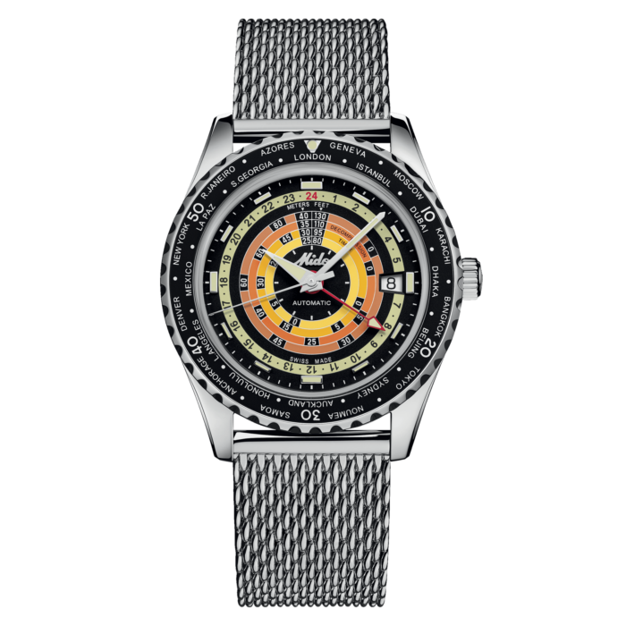 Montre Mido Ocean Star Decompression Worldtimer Auto Cadran Noir Bracelet Acier 40.5MM