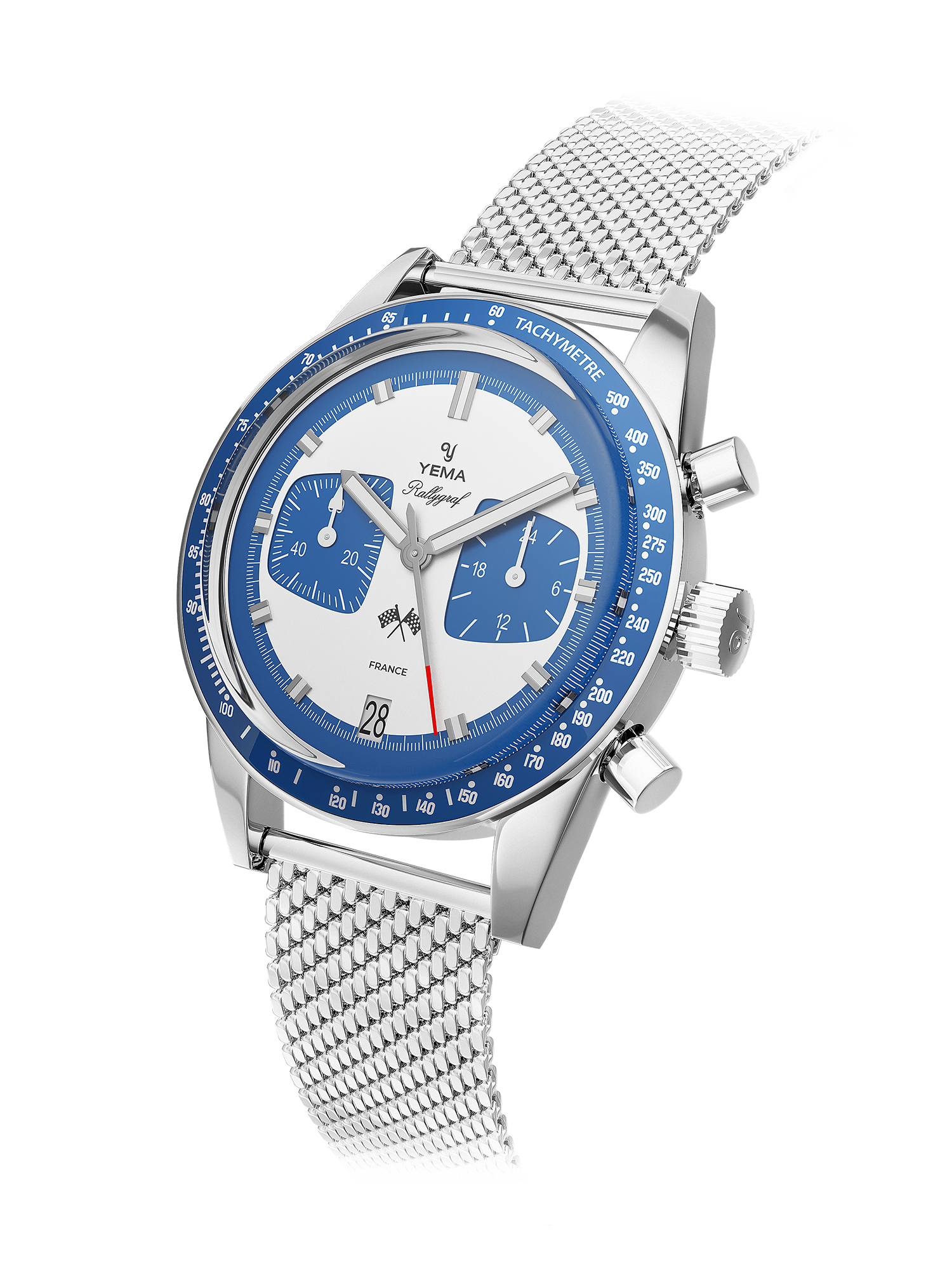 Watch Yema Rallygraf Meca Quartz Blue dial Bracelet Steel 39MM