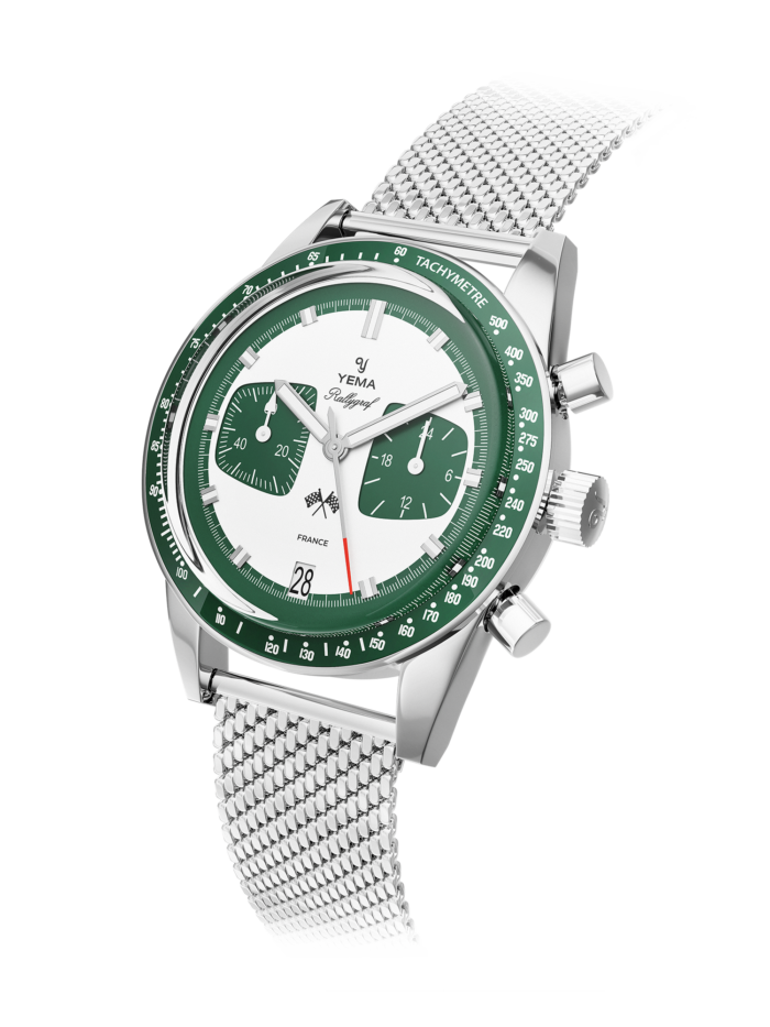 Montre Yema Rallygraf Meca Quartz Cadran Vert Bracelet Acier 39MM