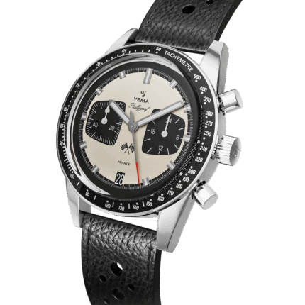 Montre Yema Rallygraf Meca Quartz Cadran Panda Bracelet Cuir 39MM