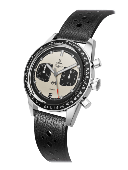 Montre Yema Rallygraf Meca Quartz Cadran Panda Bracelet Cuir 39MM