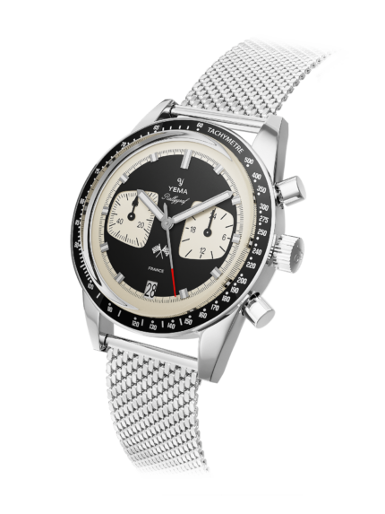 Yema Rallygraf Meca Quartz Dial Panda Reverse Steel Bracelet 39MM