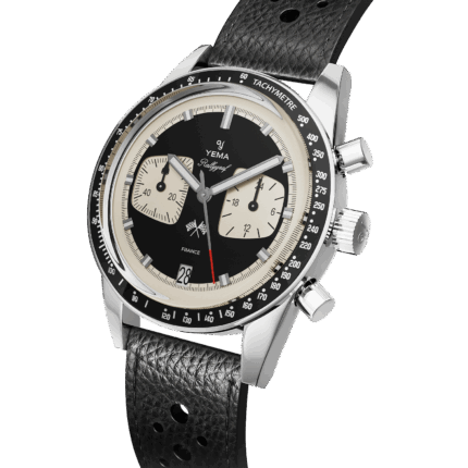 Montre Yema Rallygraf Meca Quartz Cadran Panda Reverse Bracelet Cuir 39MM