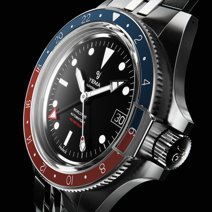 Montre Yema Superman GMT Auto Pepsi Cadran Noir Bracelet Acier 41MM