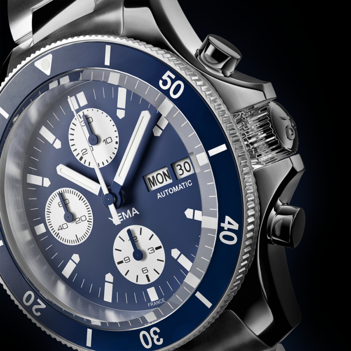 Montre Yema Navygraf Chrono Auto Cadran Bleu