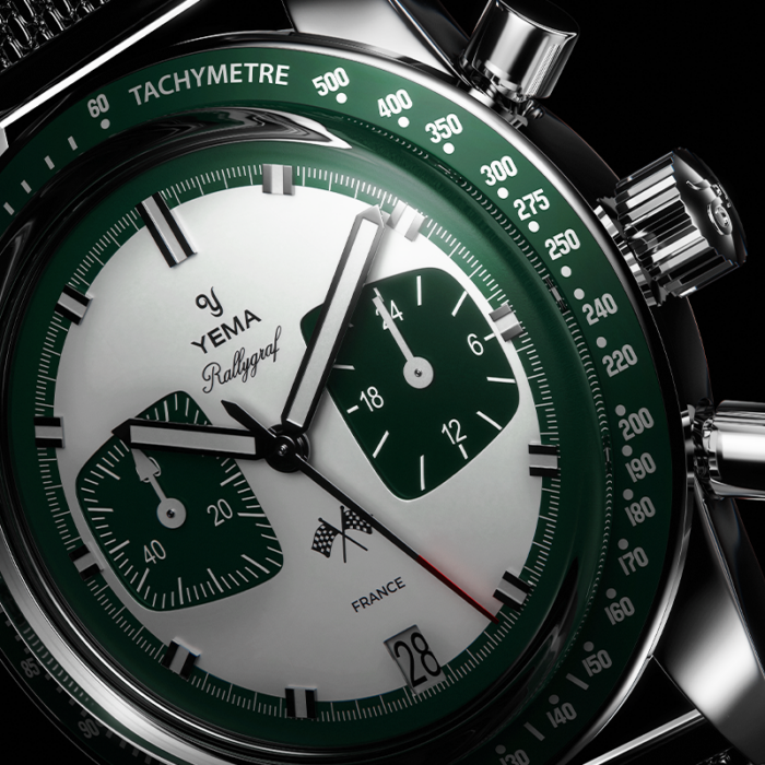 Montre Yema Rallygraf Meca Quartz Cadran Vert Bracelet Acier 39MM