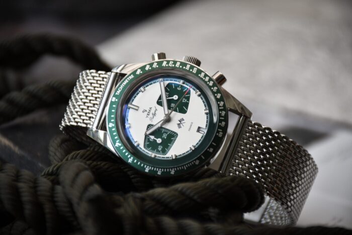 Montre Yema Rallygraf Meca Quartz Cadran Vert Bracelet Acier 39MM