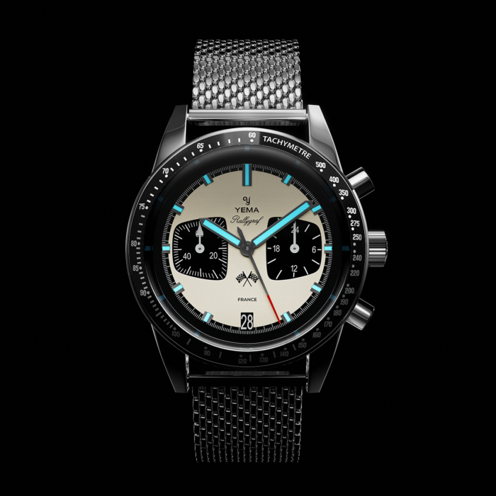 Montre Yema Rallygraf Meca Quartz Cadran Panda Bracelet Acier 39MM