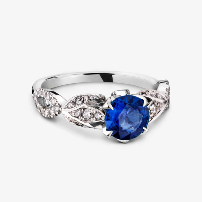 Solitaire Ring Arthus Bertrand Élisa  Sapphire and Diamond White Gold