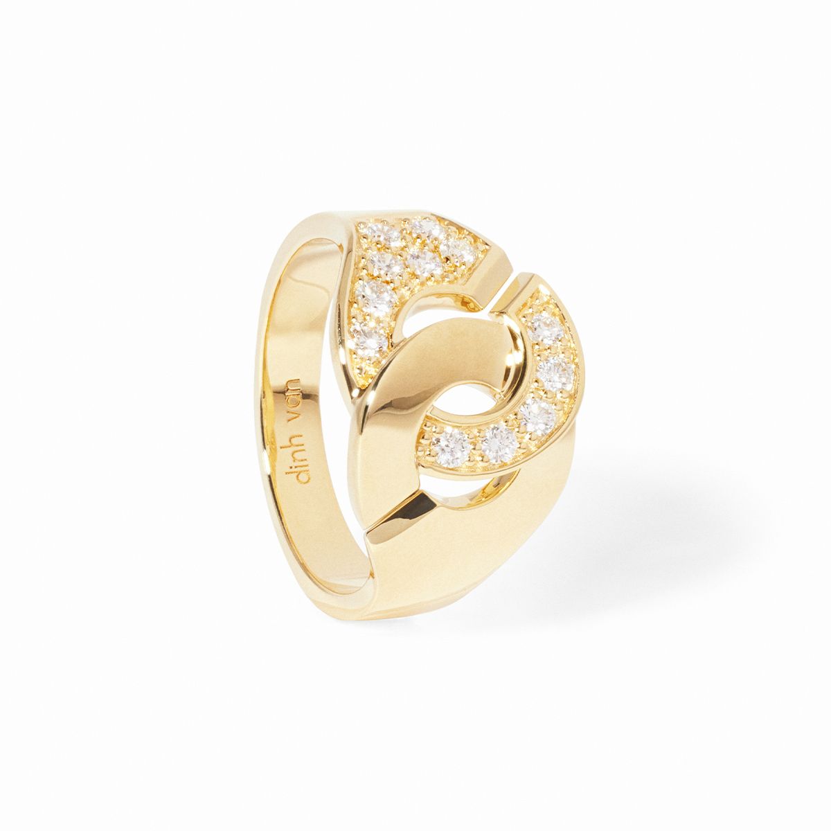 Bague Dinh Van Menottes Moyen Modèle Diamants Or Jaune