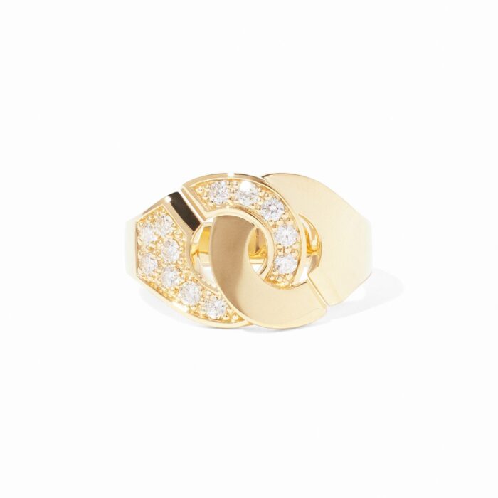 Bague Dinh Van Menottes Moyen Modèle Diamants Or Jaune
