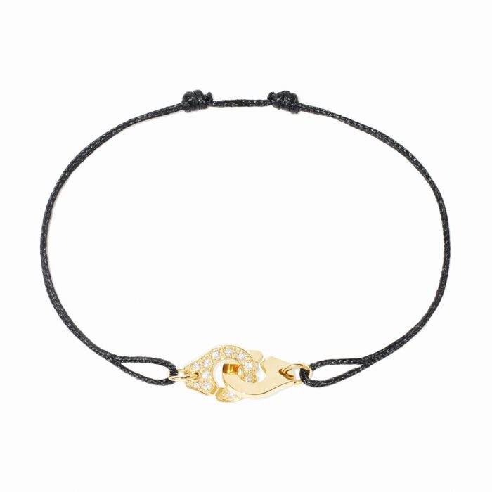 Bracelets Dinh Van Menottes sur Cordon XS Diamants Or Jaune