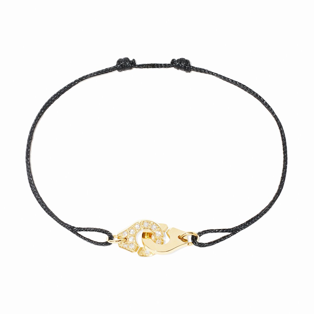 Bracelets Dinh Van Menottes sur Cordon XS Diamants Or Jaune
