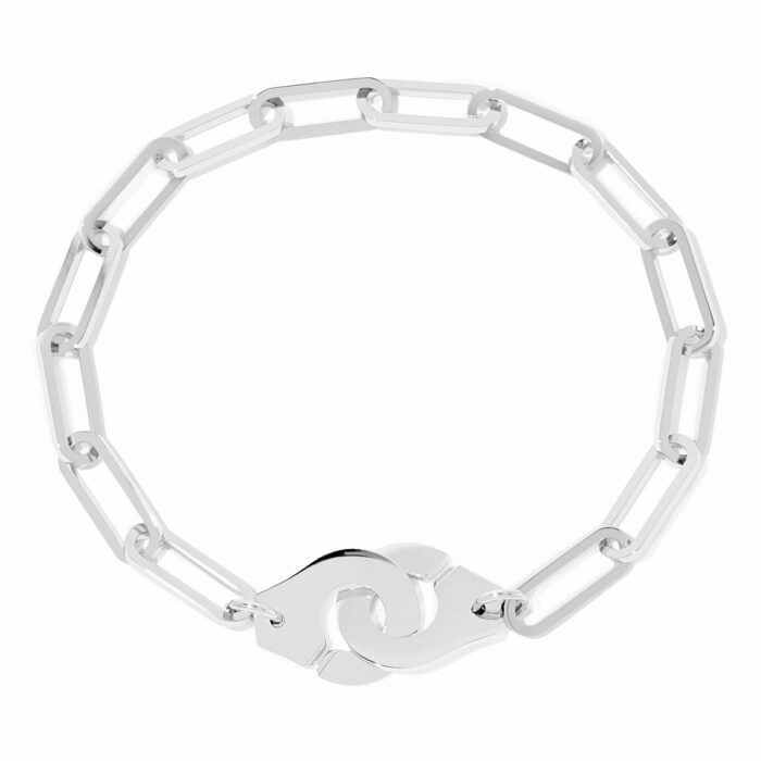 Bracelet Dinh Van Menottes sur Chaîne Très Grand Modèle Platine