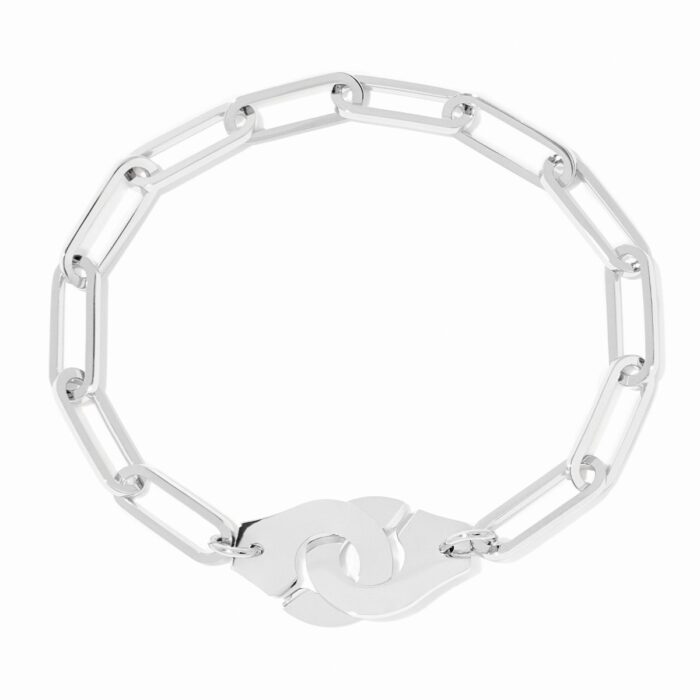 Bracelet Dinh Van Menottes sur Chaîne Très Grand Modèle Platine 20.5cm