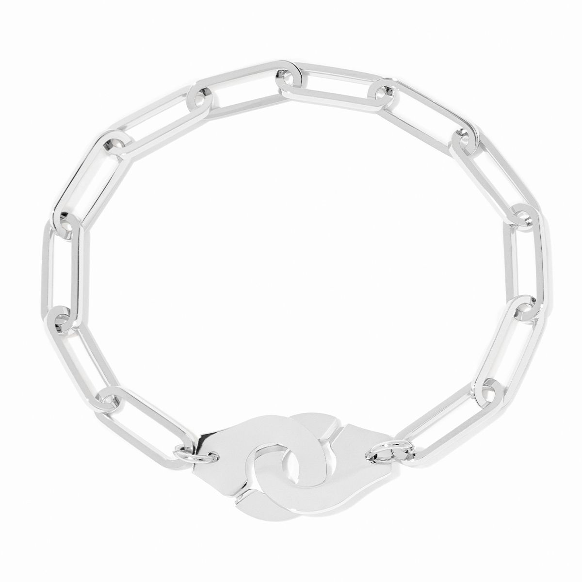 Bracelet Dinh Van Menottes sur Chaîne Très Grand Modèle Platine 20.5cm