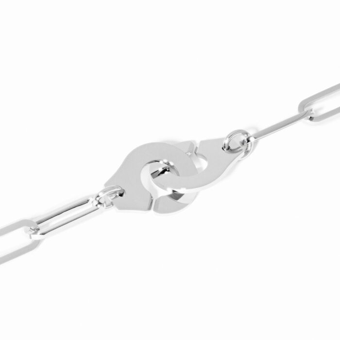Bracelet Dinh Van Menottes sur Chaîne Très Grand Modèle Platine 20.5cm