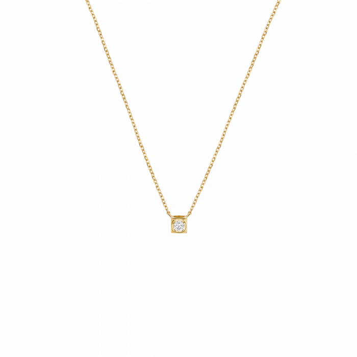 Collier Dinh Van Le Cube Petit Modèle Diamants et Or Jaune